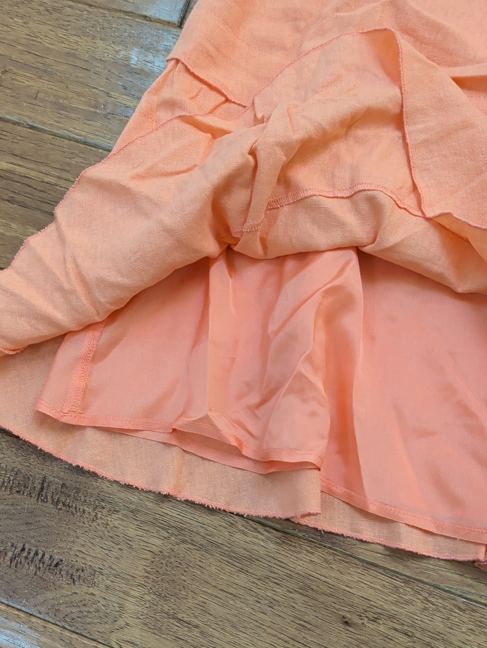 Christopher & Banks Peach Linen Blend Tiered Midi Skirt - Picture 5 of 7